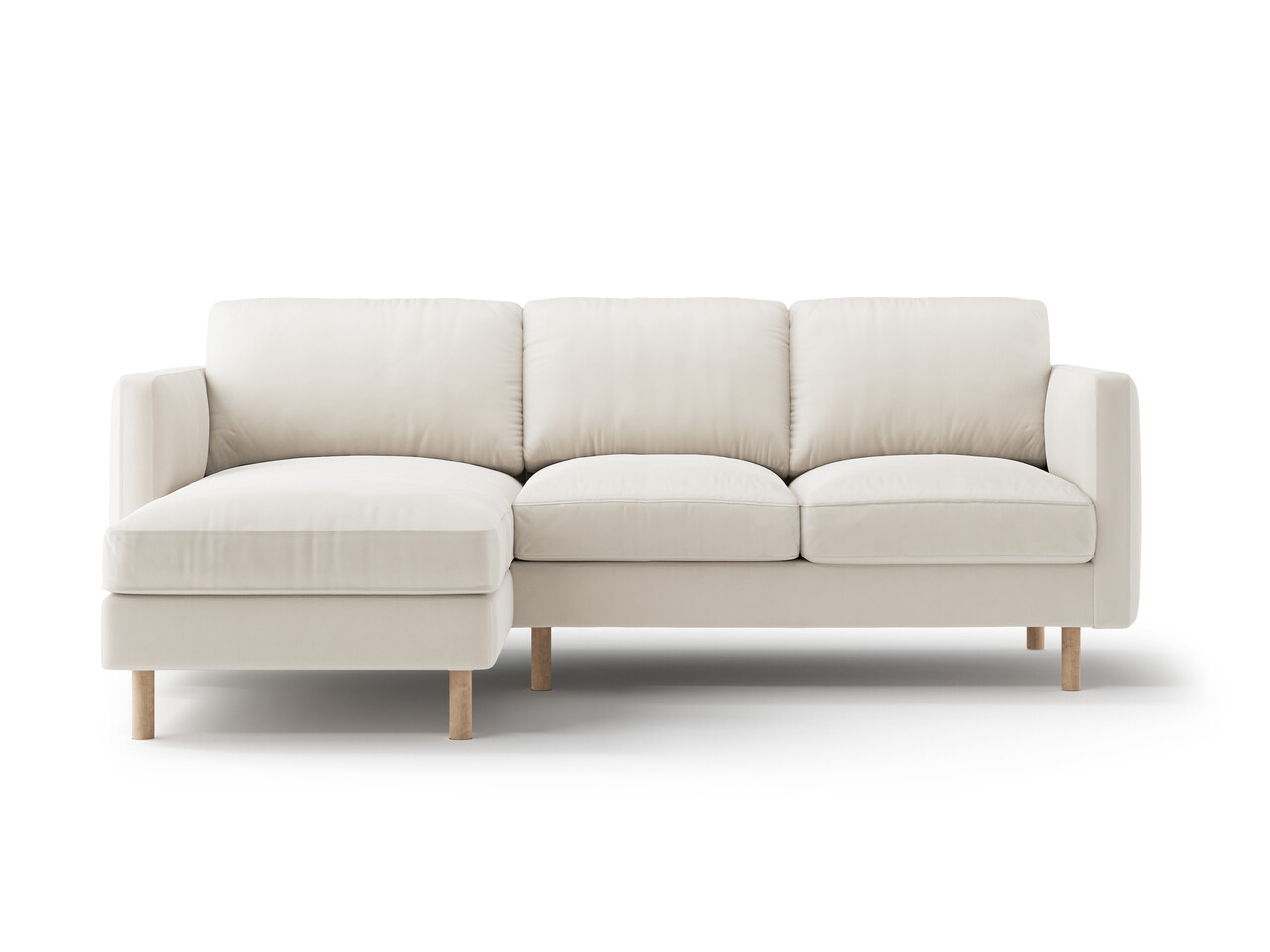 Coltar stanga 3 locuri, Eden, Micadoni Home, 223x150x90 cm, catifea, bej - imagine 6